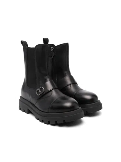 Twinset Kids Stivali In Pelle In Black