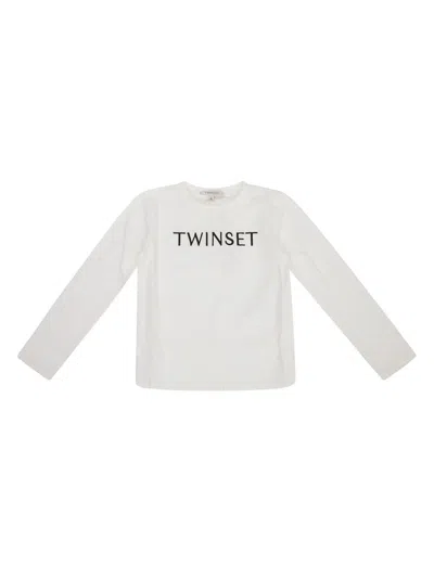 Twinset Kids' Logo T-shirt In White