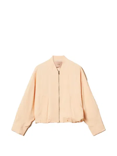 Twinset Kimono-sleeve Bomber Jacket In Neutral