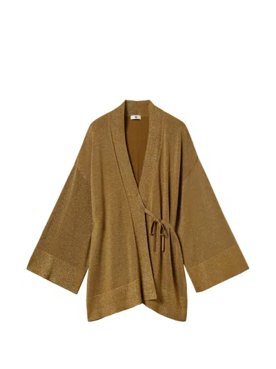 Twinset Kimono-style Cardigan With Lurex In Brown