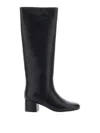 Twinset Knee-high Calf Leather Ankle Boots With Silhouette In Black