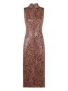 Twinset Twin-set Form-fitting Sleeveless Dress With Leopard Print And Sequin Detailing In Brown
