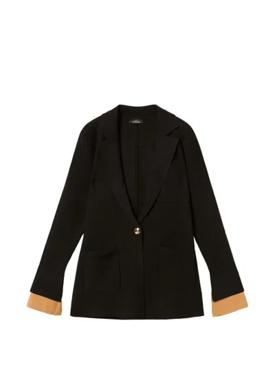 Twinset Knit Jacket With Contrasting Details In Black