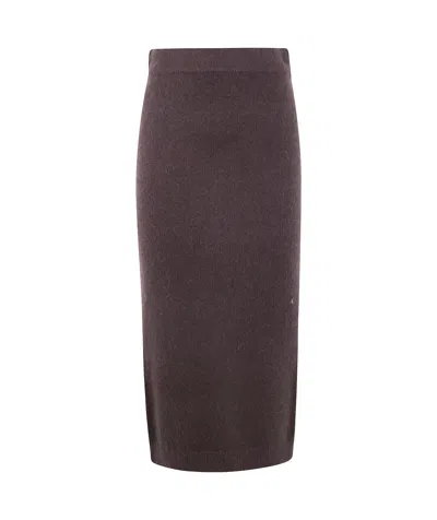 Twinset Knit Midi Skirt In Burgundy