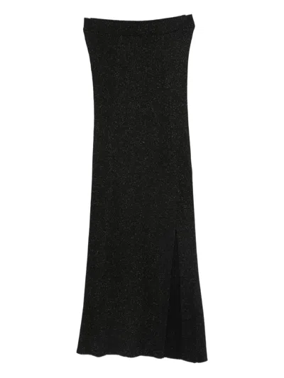 Twinset Knit Midi Skirt With Lurex In Black