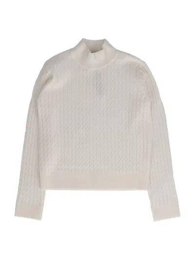 Twinset Kids' Knit Mock-neck Sweater In White
