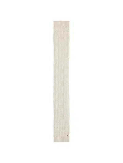 Twinset Knit Scarf With Pearls In White