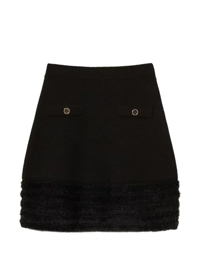 Twinset Knit Skirt With Gold-tone Buttons In Black