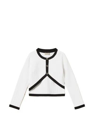 Twinset Kids' Knit Twin-set (cardigan+top) In White