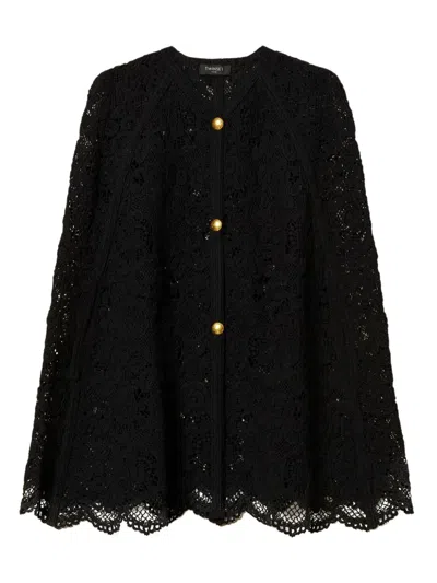 Twinset Knitted Cape In Black
