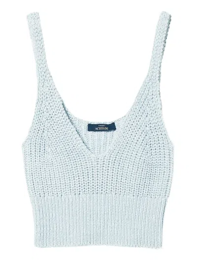 Twinset Knitted Crop Top In Blue