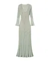 Twinset Green Midi Dress With Lace Lurex-effect