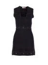 Twinset Twin-set Sleeveless Mini Dress With Deep V-neckline And Decorative Studs In Black