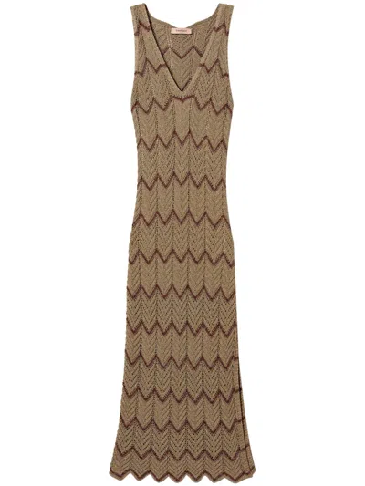 Twinset Knitted Dress In Brown