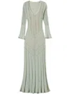 Twinset Green Midi Dress With Lace Lurex-effect In Green