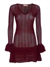 Twinset Knitted Dress In Burgundy