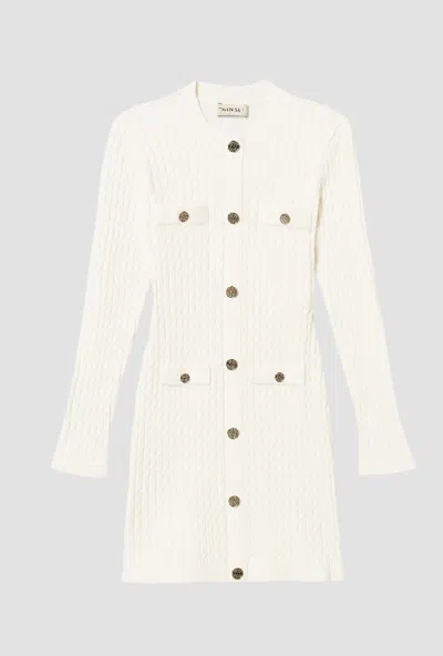Twinset Kids' Knitted Dress White Snow In Gold