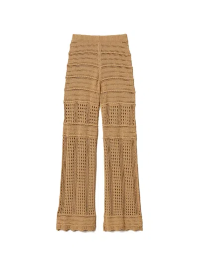 Twinset Knitted Flared Trousers In Gold