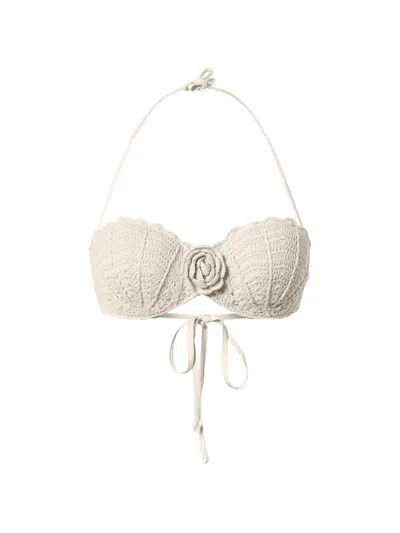 Twinset Knitted Flower Bikini In Neutral