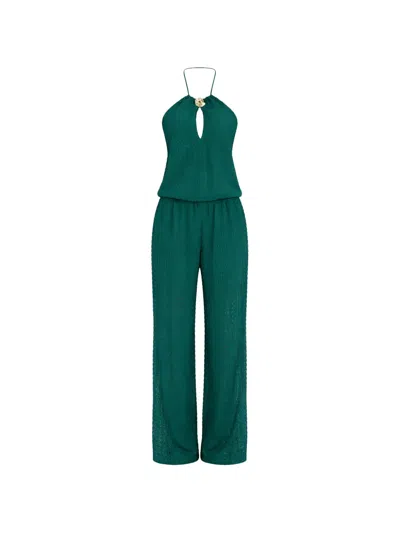 Twinset Knitted Jumpsuit In Green