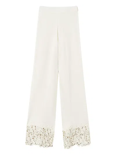 Twinset Knitted Lace-panel Trousers In White