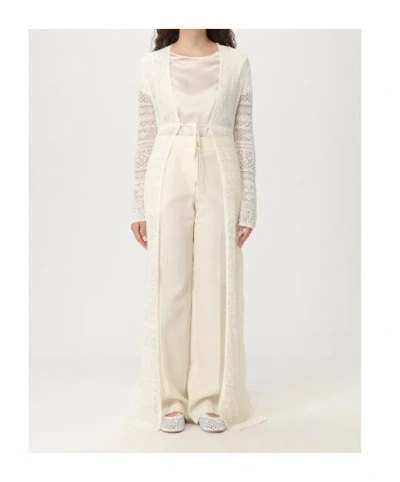 Twinset Knitted Long Cardigan In Brown