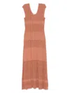 Twinset Twin-set Maxi Dress With Deep V-neckline In Brown