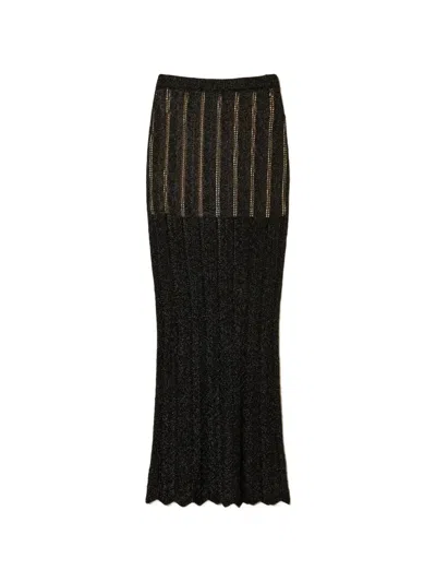 Twinset Knitted Maxi Skirt In Black