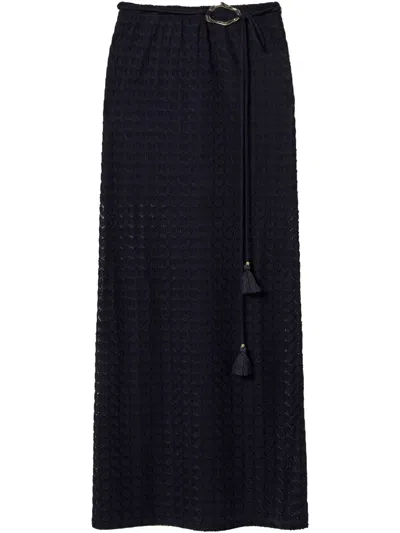 Twinset Knitted Maxi Skirt In Blue