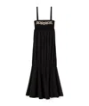 Twinset Long Knit Dress With Embroidery In Black