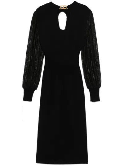 Twinset Knitted Midi Dress In Black