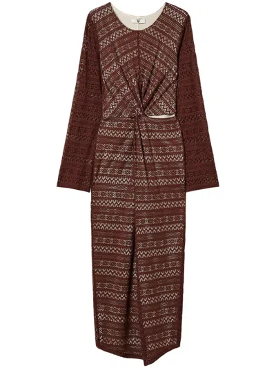 Twinset Knitted Midi Dress In Brown