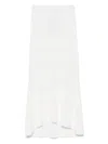Twinset Twin-set Flowing White Maxi Skirt With Pointelle Trim And Ribbed Hem In Weiss