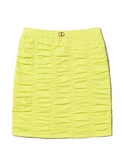 Twinset Kids' Knitted Miniskirt In Yellow