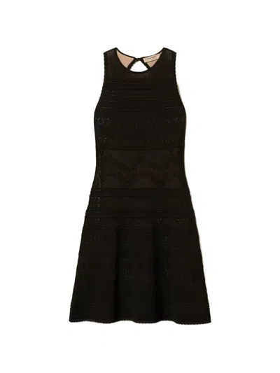 Twinset Knitted Open Back Dress In Black