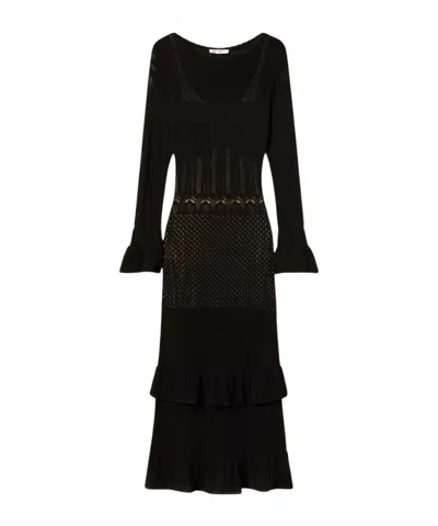 Twinset Knitted Ruffle Dress In Black