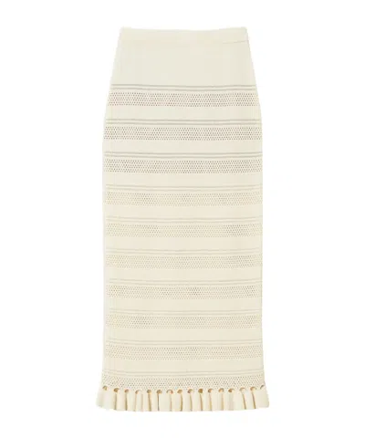 Twinset Knitted Ruffle Midi Skirt In Neutral