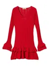 Twinset Knitted Ruffled Mini Dress In White