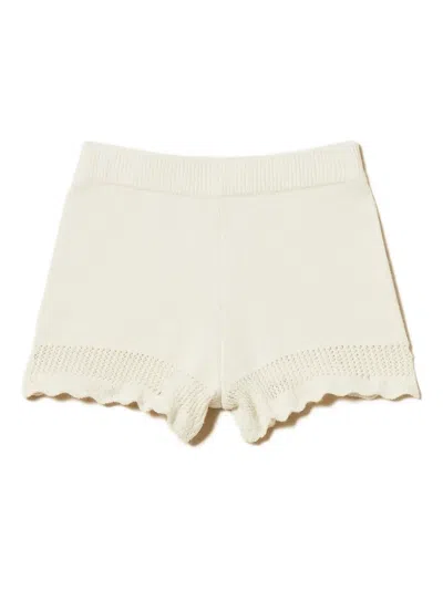 Twinset Knitted Shorts In Neutral