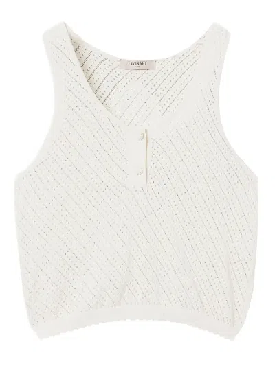 Twinset Knitted Sleeveless Top In White