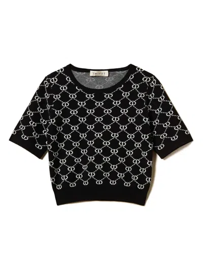 Twinset Kids' Knitted T-shirt In Black