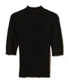Twinset Navy Blue Sweater With Half-length Sleeves In Black