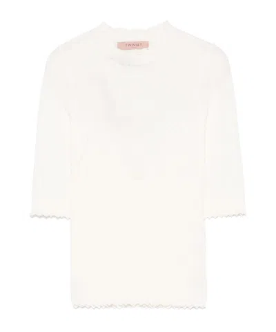 Twinset Knitted T-shirt In White