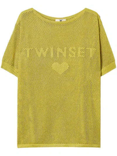Twinset Knitted T-shirt In Yellow