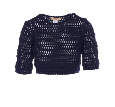 Twinset Knitted Top In Blue
