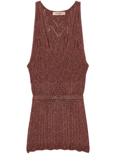 Twinset Knitted Top In Brown