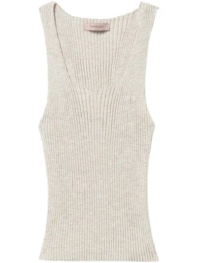 Twinset Knitted Top In White