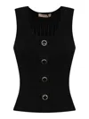 Twinset Top In Maglia Con Bottone Decoro Top-wear In Black