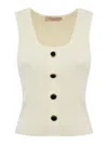 Twinset Top In Maglia Con Bottone Decoro Top-wear In Cream