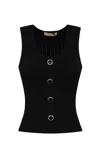 Twinset Top In Maglia Con Bottone Decoro Top-wear In Nero